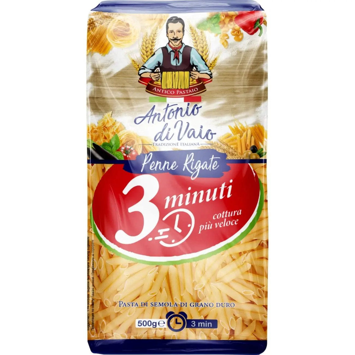 OBLIO DISCOUNTER PASTE ANTONIO DI VAIO 500G PENNE RIGATE TRICOLORE 3 MIN