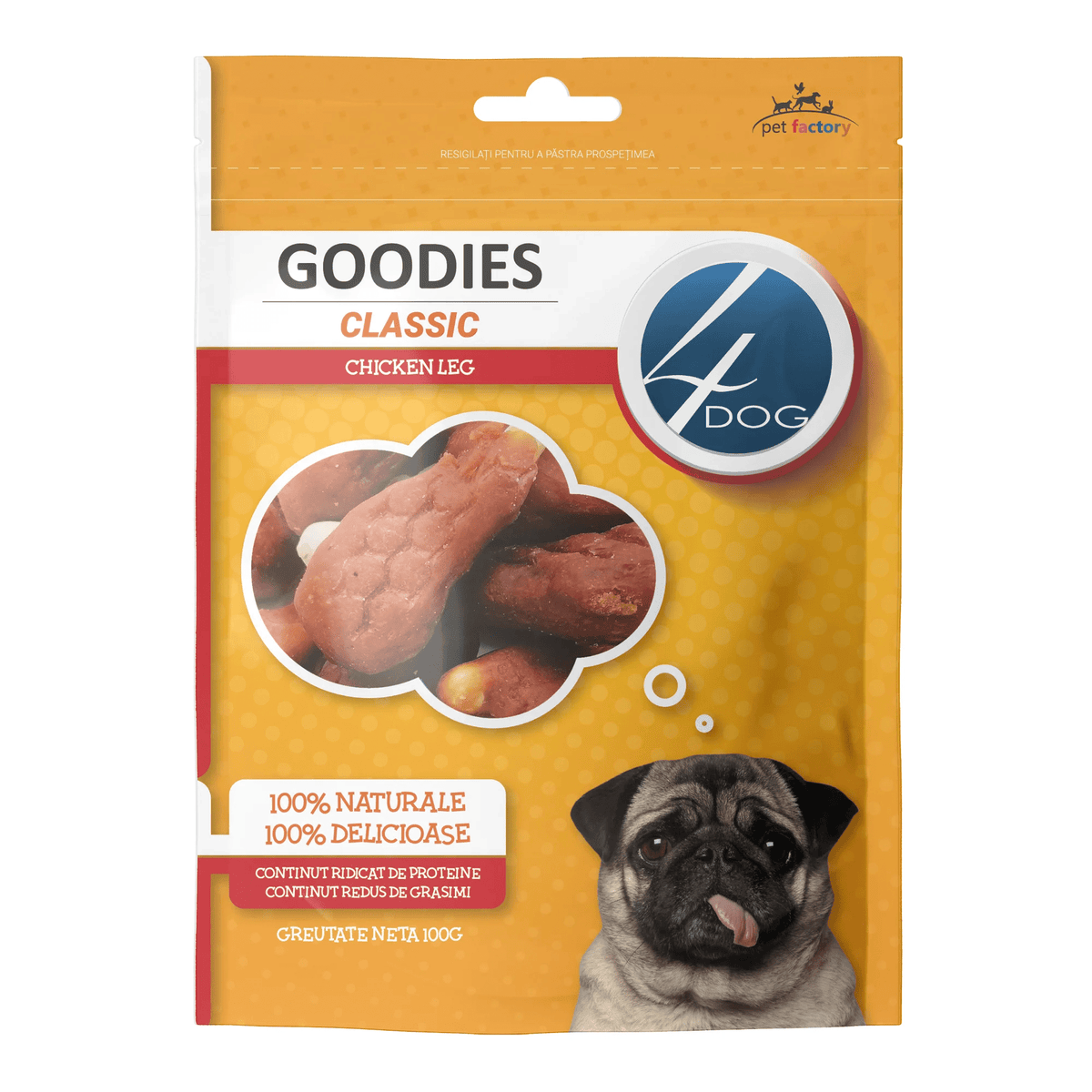 OBLIO DISCOUNTER HRANA ANIMALE USCATA RECOMPENSE CAINI 4DOG 100G CHICKEN LEG