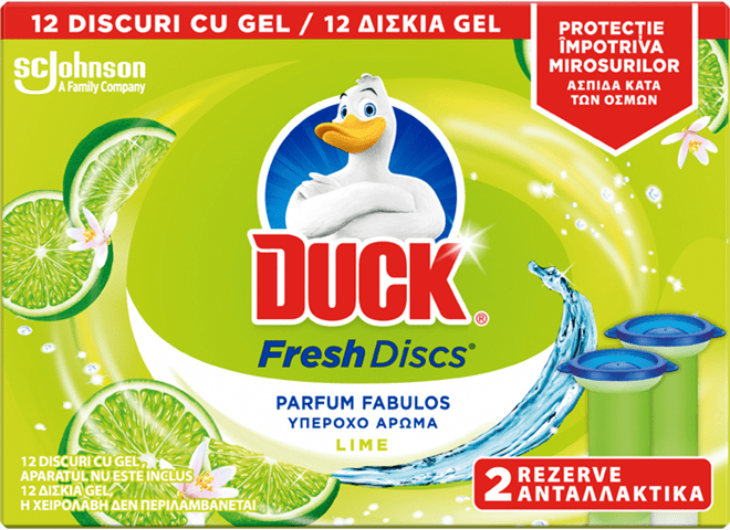 OBLIO DISCOUNTER ODORIZANT WC DUCK 2*36ML REZ.FRESH DISCS LIME (10)